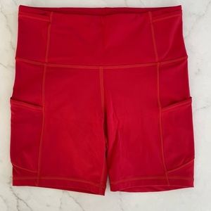 Lululemon Fast and Free Short 6" Shorts Red Biker
Shorts Spandex 6